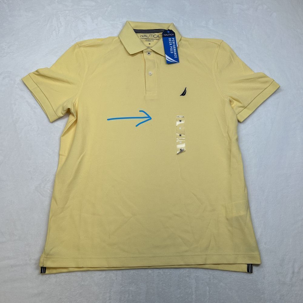 Nautica Performance Deck Polo Shirt Mens Medium Yellow Casual Classic Fit - Picture 2 of 7